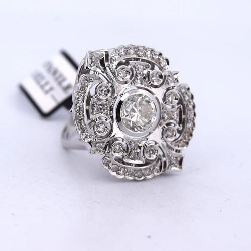 Bague 62 Bague Art déco en or blanc 18 carats et diamants 58 Facettes