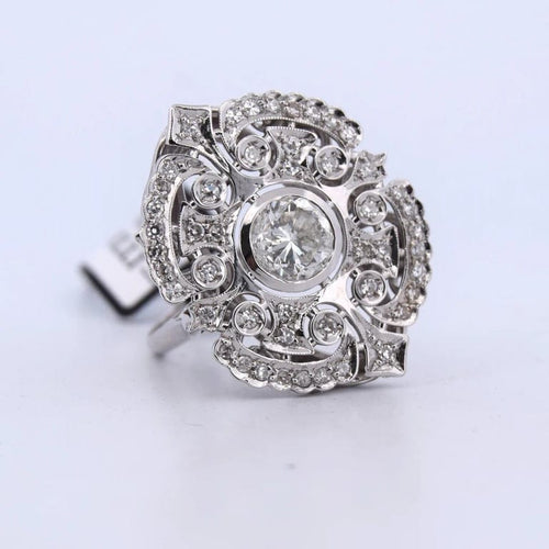 Bague 62 Bague Art déco en or blanc 18 carats et diamants 58 Facettes