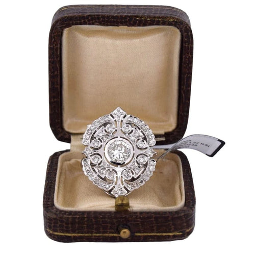 Bague 62 Bague Art déco en or blanc 18 carats et diamants 58 Facettes