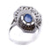 Bague 54 Bague Art déco en or blanc 18 carats, saphir et diamants 58 Facettes AN109 '(00019)