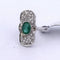 Bague 56 Bague Art déco en or blanc 18 carats avec émeraude et diamants 58 Facettes