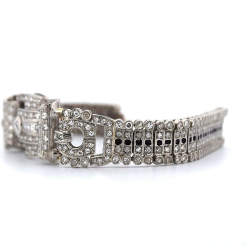 Bracelet Bracelet Art déco en platine et diamants taille ancienne 58 Facettes