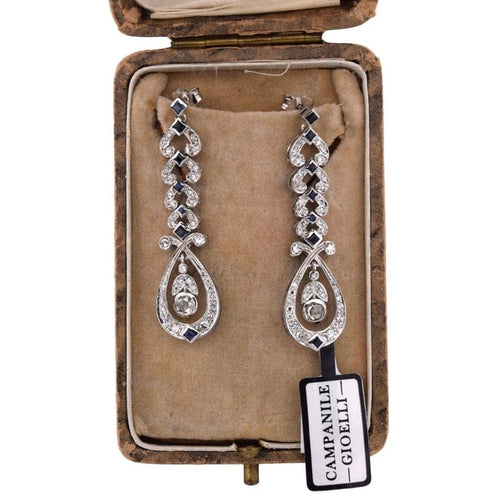Boucles d'oreilles Boucles d'oreilles en or blanc 18 carats avec diamants et saphirs 58 Facettes