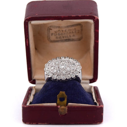 Bague 56 Bague grappe en or blanc 18 kt et diamants 58 Facettes AN125 '(05119)