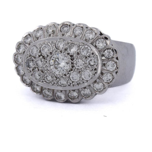 Bague 56 Bague grappe en or blanc 18 kt et diamants 58 Facettes AN125 '(05119)