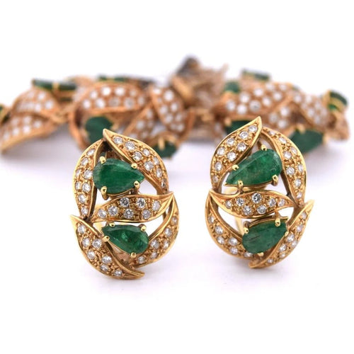 Boucles d'oreilles Ensemble collier et boucles d’oreilles émeraudes et diamants 58 Facettes CL31