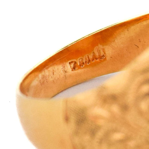 Bague 53 Bague cocktail rétro vintage années 1950 en or jaune 18 ct et corail rose 58 Facettes AN255 '(0799)