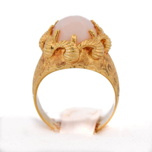 Bague 53 Bague cocktail rétro vintage années 1950 en or jaune 18 ct et corail rose 58 Facettes AN255 '(0799)