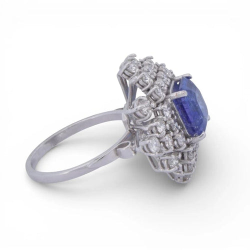 Bague 55 Bague en or blanc 18 carats avec tanzanite et diamants 58 Facettes AN272