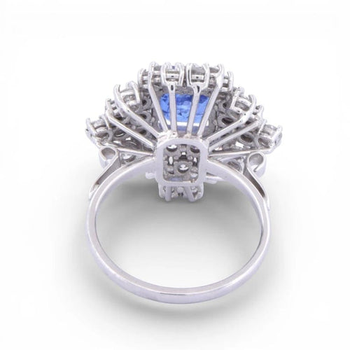 Bague 55 Bague en or blanc 18 carats avec tanzanite et diamants 58 Facettes AN272