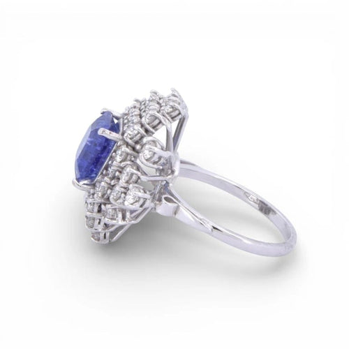 Bague 55 Bague en or blanc 18 carats avec tanzanite et diamants 58 Facettes AN272