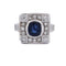 Bague 54 Art déco - Bague en or blanc avec saphir et diamants 58 Facettes AN58 '(00319)