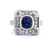 Bague 54 Bague Art déco en or blanc 18 carats avec saphir et diamants 58 Facettes