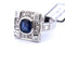 Bague 54 Bague Art déco en or blanc 18 carats avec saphir et diamants 58 Facettes