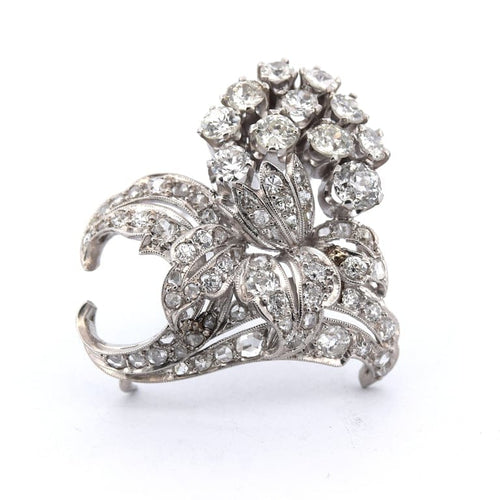 Broche Broche ancienne à motif floral en platine 950 et diamants 58 Facettes SP1 ‘(00529)