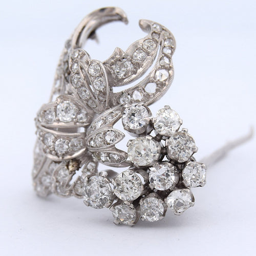 Broche Broche ancienne à motif floral en platine 950 et diamants 58 Facettes SP1 ‘(00529)
