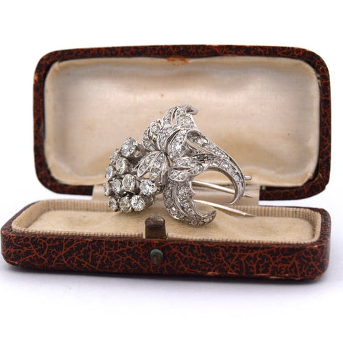 Broche Broche ancienne à motif floral en platine 950 et diamants 58 Facettes SP1 ‘(00529)