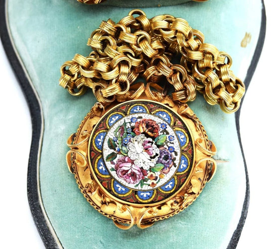 Broche Ensemble de micromosaïques ancien en 3 pièces (1850) 58 Facettes CL20