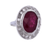 Bague 55 Bague Art déco en or blanc 18 carats avec rubis et diamants 58 Facettes