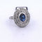 Bague 56 Bague en or blanc 18 carats avec saphir cabochon et diamants 58 Facettes