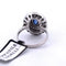 Bague 56 Bague en or blanc 18 carats avec saphir cabochon et diamants 58 Facettes
