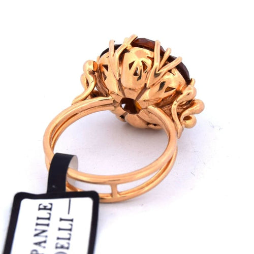 Bague 55 Bague vintage en or jaune 18 carats et quartz citrine 58 Facettes AN281