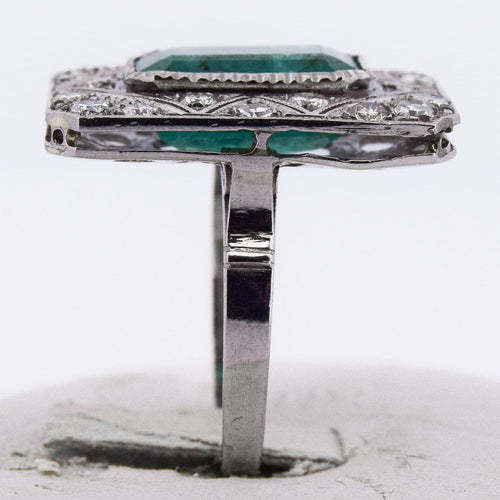Bague 54 Bague Art déco en platine 950 avec émeraude et diamants 58 Facettes AN285 (00029)