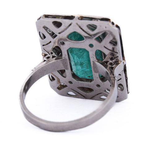 Bague 54 Bague Art déco en platine 950 avec émeraude et diamants 58 Facettes AN285 (00029)