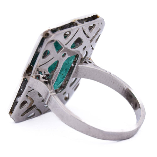 Bague 54 Bague Art déco en platine 950 avec émeraude et diamants 58 Facettes AN285 (00029)