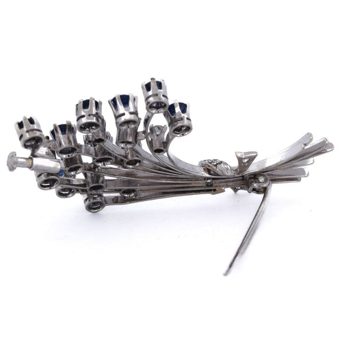 Broche Broche florale - Or blanc 18 carats, saphirs et diamants 58 Facettes SP23 '(0199)