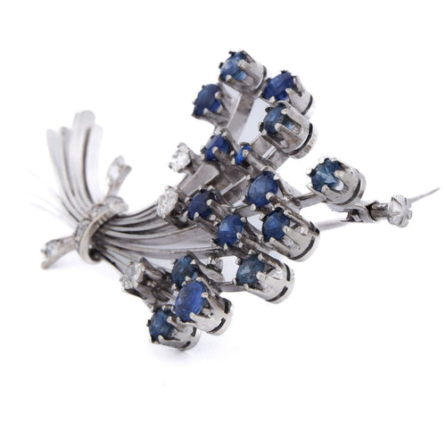 Broche Broche florale - Or blanc 18 carats, saphirs et diamants 58 Facettes SP23 '(0199)