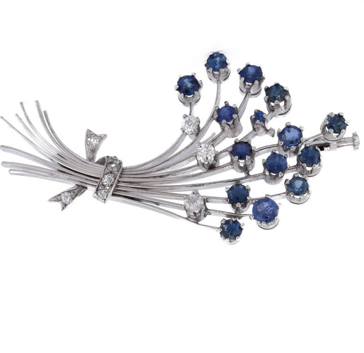 Broche Broche florale - Or blanc 18 carats, saphirs et diamants 58 Facettes SP23 '(0199)