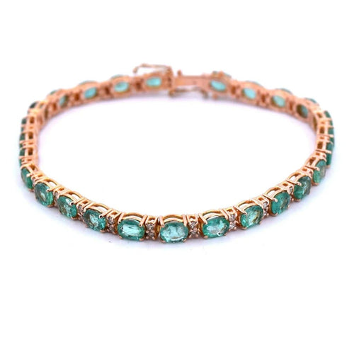Bracelet Bracelet tennis unisexe en or rose 18 carats et émeraudes 58 Facettes BR62 (04429)