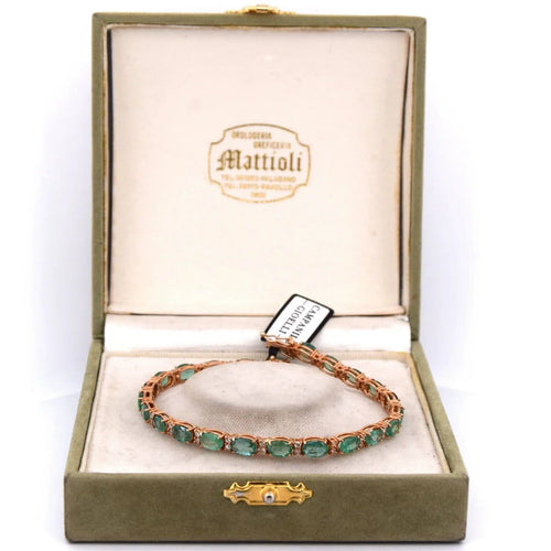 Bracelet Bracelet tennis unisexe en or rose 18 carats et émeraudes 58 Facettes BR62 (04429)