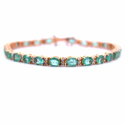 Bracelet Bracelet tennis unisexe en or rose 18 carats et émeraudes 58 Facettes BR62 (04429)