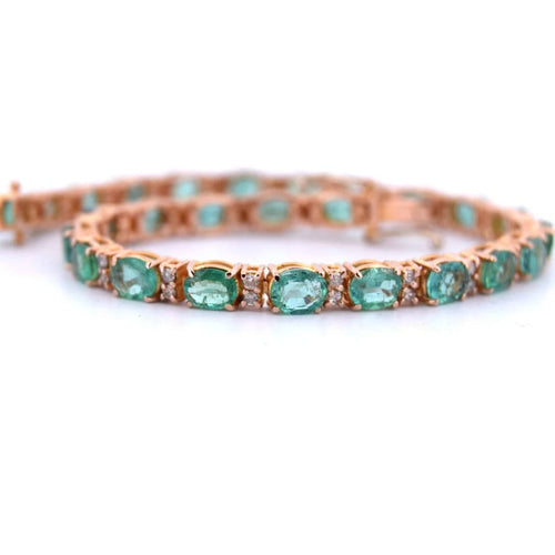 Bracelet Bracelet tennis unisexe en or rose 18 carats et émeraudes 58 Facettes BR62 (04429)