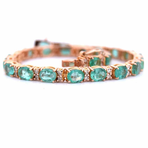 Bracelet Bracelet tennis unisexe en or rose 18 carats et émeraudes 58 Facettes BR62 (04429)