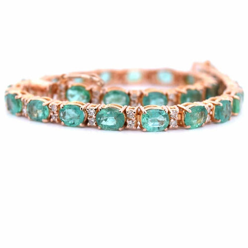 Bracelet Bracelet tennis unisexe en or rose 18 carats et émeraudes 58 Facettes BR62 (04429)