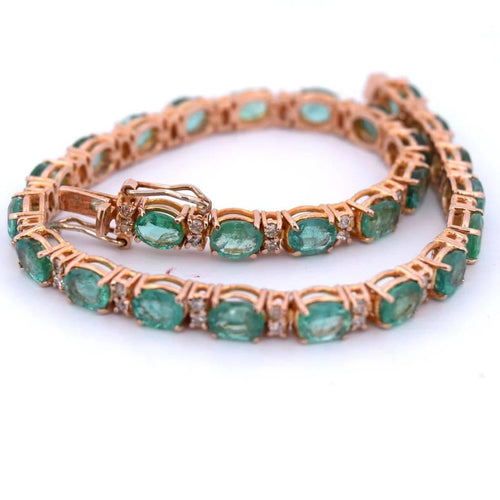 Bracelet Bracelet tennis unisexe en or rose 18 carats et émeraudes 58 Facettes BR62 (04429)
