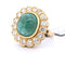 Bague 57 Bague en or jaune 18 carats avec émeraude naturelle et diamants 58 Facettes AN115