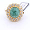 Bague 57 Bague en or jaune 18 carats avec émeraude naturelle et diamants 58 Facettes AN115
