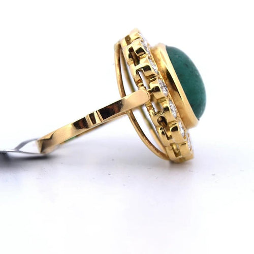 Bague 57 Bague en or jaune 18 carats avec émeraude naturelle et diamants 58 Facettes AN115