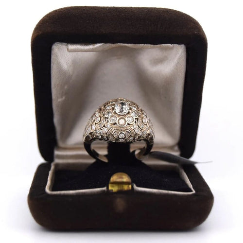 Bague 55 Bague Art nouveau en or blanc 18 carats et diamants 58 Facettes