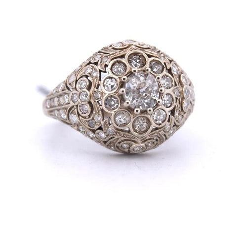 Bague 55 Bague Art nouveau en or blanc 18 carats et diamants 58 Facettes