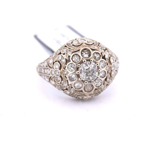 Bague 55 Bague Art nouveau en or blanc 18 carats et diamants 58 Facettes