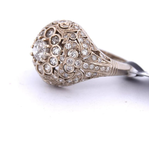 Bague 55 Bague Art nouveau en or blanc 18 carats et diamants 58 Facettes