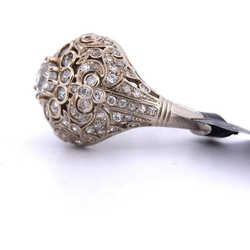 Bague 55 Bague Art nouveau en or blanc 18 carats et diamants 58 Facettes