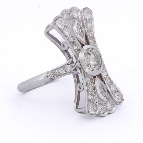 Bague 54 Bague en or blanc avec onyx et diamants 58 Facettes AN102 (00719)
