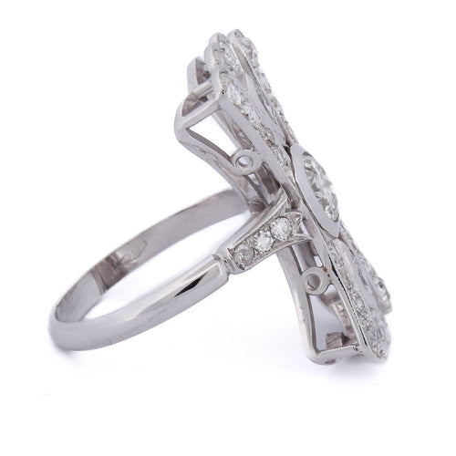 Bague 54 Bague en or blanc avec onyx et diamants 58 Facettes AN102 (00719)