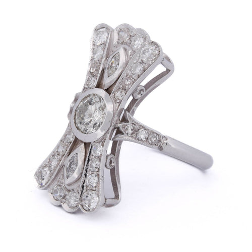 Bague 54 Bague en or blanc avec onyx et diamants 58 Facettes AN102 (00719)